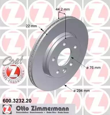 диск тормозной !задн. 294x22/44-5x120 \ VW Multivan/T4 2.0-2.5TDi 03> 600.3232.20 ZIMMERMANN