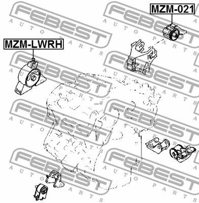 Подушка двигателя правая (гидравлическая) MAZDA MPV 99-03 MZM-LWRH MZM-LWRH FEBEST