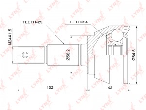 ШРУС наружный подходит для NISSAN Teana(J31) 2.0-2.3 03-08 / Juke 1.6 10 / Seren CO-3915 LYNXAUTO