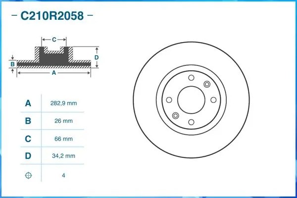 Тормозной диск передний C210R2058 C210R2058 CWORKS