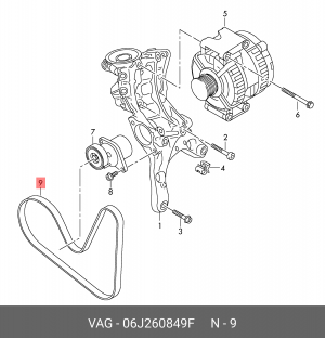 ремень поликлиновой! 6PK1100\ VAG 06J 260 849 F VAG
