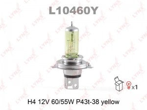 Лампа галогеновая H4 12V 60/55W P43T-38 YELLOW  L10460Y L10460Y LYNXAUTO