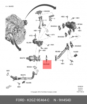 Прокладка клапана EGR K2GZ9E464C K2GZ-9E464-C FORD
