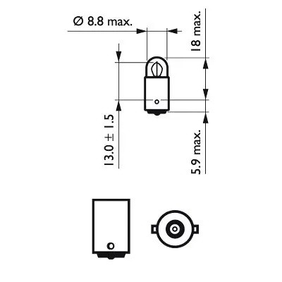 Лампа 12V 2W BA9s PHILIPS 12913CP PHILIPS