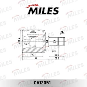 ШРУС внутренний правый HONDA ACCORD 02-12/CR-V-12 2.0/2.4 GA12051 GA12051 MILES