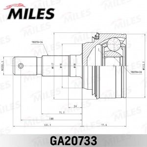 ШРУС наружный TOYOTA Land Cruiser(200) 4.0-5.7 07- (GKN 306108) GA20733 GA20733 MILES