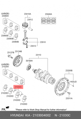 полукольца коленвала! STD\ Hyundai, Kia 2103004002 HYUNDAI