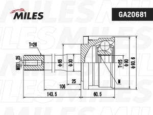 ШРУС наружный MAZDA B-SERIE III-IV 2.5D 96-05 (GSP 834056) GA20681 GA20681 MILES