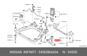 рычаг нижний правый!\ Nissan Juke 1.6/1.5DCi 10> 54500-BA60A NISSAN