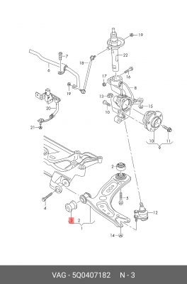 Сайлентлок VW Golf (13-),Passat (15-) AUDI A3 (13-) SKODA Octavia (13-) рычага п 5Q0 407 182 VAG