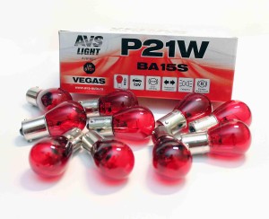 Лампа AVS Vegas 12V. P21W(BA15S) "red"  A78180S A78180S AVS