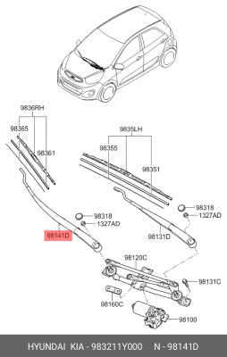 983211Y000 ПОВОДОК СТЕКЛООЧИСТИТЕЛЯ ПРАВЫЙ 983211Y000 HYUNDAI