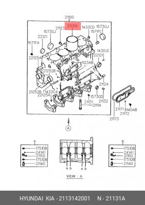 Гильза цилиндра HYUNDAI Porter дв.D4BF d+0.00 OE 2113142001 HYUNDAI KIA