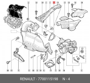 ПРОКЛАДКА ТУРБОКОМПРЕССОРА (МЕТ) 7700115198 7700115198 RENAULT