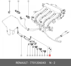 комплект уплотнителей форсунок!\ Renault 7701206043 RENAULT