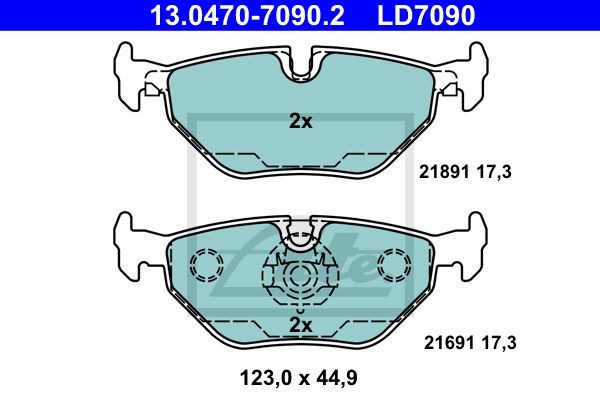 13.0470-7090.2 колодки дисковые задние! Ceramic\ BMW E39 2.0-4.0/2.0D-3.0D 95> 13.0470-7090.2 ATE