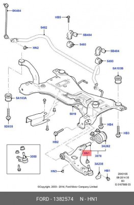 Гайка FORD крепления опоры шаровой OE 1 382 574 FORD