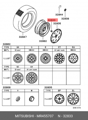 ГАЙКА КОЛЕСНАЯ MR455707 MR455707 MITSUBISHI
