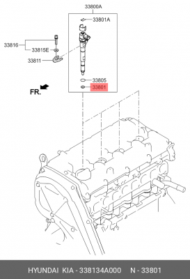 Прокладка HYUNDAI Porter 2,Starex H-1 дв.D4CB ЕВРО-4 форсунки OE 338134A000 HYUNDAI KIA