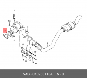 Прокладка AUDI A4 (08-) трубы приемной глушителя OE 8K0 253 115 A VAG