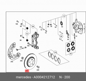 Диск тормозной MERCEDES C (W205) передний (1шт.) OE A0004212712 MERCEDES BENZ