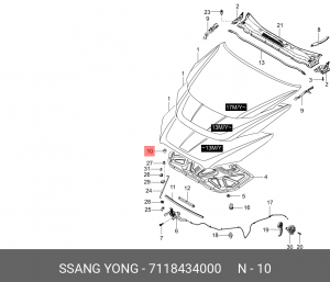 Отбойник SSANGYONG Actyon (13-) капота OE 7118434000 SSANG YONG