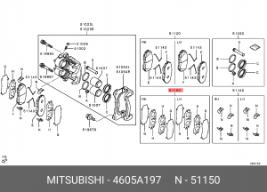 пластины тормозных колодок!\ Mitsubishi Pajero/Montero Sport/L200 06> 4605A197 MITSUBISHI