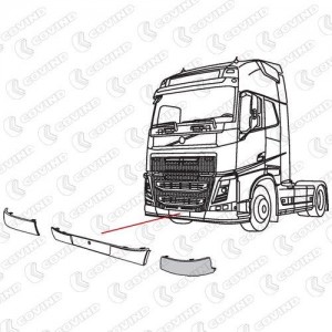 бампер передний! (п) левая часть, серый\ VOLVO FH EURO6 4FH93 COVIND