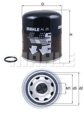 фильтр осушителя воздуха !M41x1.5 H165mm\ DAF LF45,CF75/85, XF95/105 AL25 MAHLE KNECHT