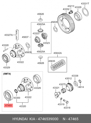 Подшипник дифференциала HYUNDAI Santa Fe редуктора OE 4746539000 HYUNDAI KIA
