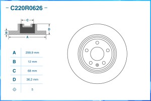 Тормозной диск задний C220R0626 C220R0626 CWORKS