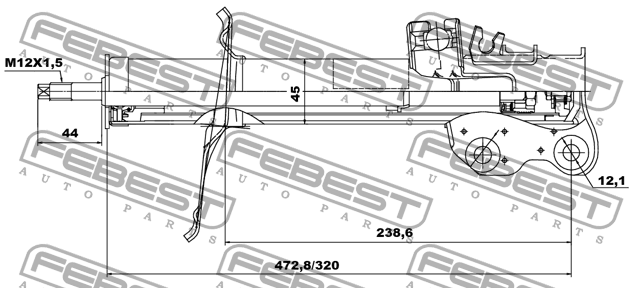 Амортизатор передн правый NISSAN ALMERA CLASSIC 02666689FR 02666689FR FEBEST