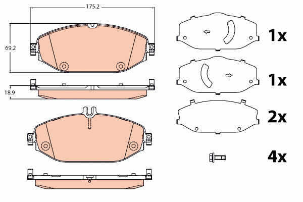 Колодки передние MERCEDES C300, C250 BlueTec W205 GDB2097 GDB2097 TRW