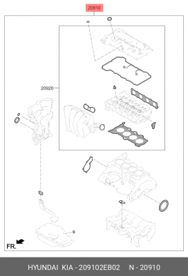Прокладка двигателя KIA Optima (11-) (2.0) комплект OE 209102EB02 HYUNDAI KIA