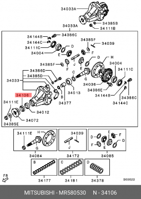 Сальник MITSUBISHI Pajero Sport дифференциала OE MR580530 MITSUBISHI