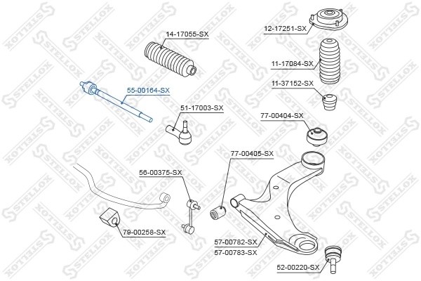 тяга рулевая!\ Subaru Tribeca 06> 55-00164-SX STELLOX