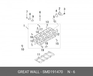 болт ГБЦ!\ Great Wall Hover SMD191470 GREAT WALL
