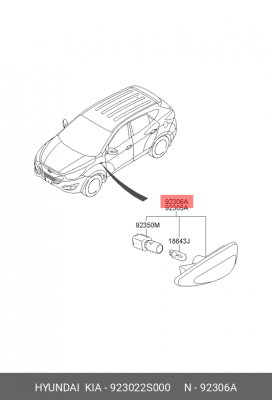 Указатель поворота HYUNDAI ix35 (10-) правый (на крыло) OE 923022S000 HYUNDAI KIA