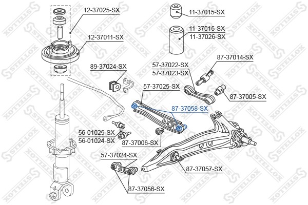сайлентблок зад. рычага!\ Honda Civic 96-01 87-37058-SX STELLOX