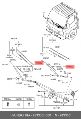 Жиклер HYUNDAI HD65,72,78 омывателя левый OE 983305H000 HYUNDAI KIA