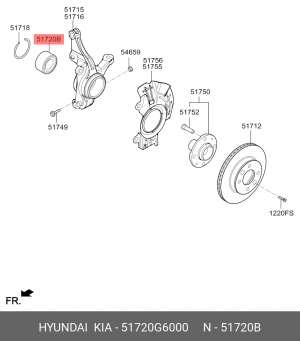 ПОДШИПНИК СТУПИЦЫ ПЕРЕДНЕЙ, SOLARIS 14-, PICANTO 17 HYUNDAI/KIA 51720G6000 MOBIS