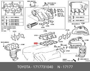 Прокладка выпускного коллектора 17177-31040 17177-31040 TOYOTA