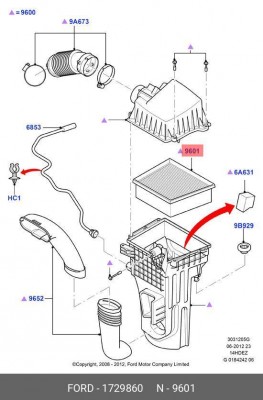 Фильтр воздушный FORD Fiesta (08-) OE 1729860 FORD