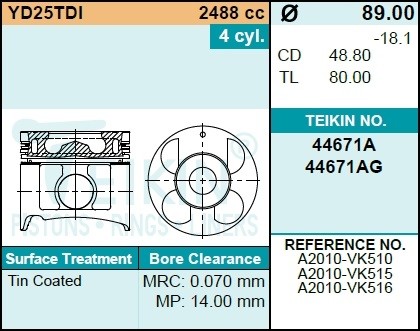 Поршень TEIKIN 1шт 44671AGSTD TEIKIN