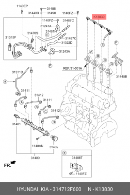 Тpyбкa дpeнaжнaя в cбope 314712F600 HYUNDAI KIA