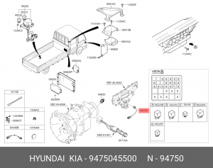 Датчик давления масла HYUNDAI HD65,72,78,County аварийный OE 9475045500 HYUNDAI KIA