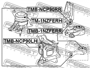 Сайлентблок задней подушки двигателя TMB-1NZFERR FEBEST
