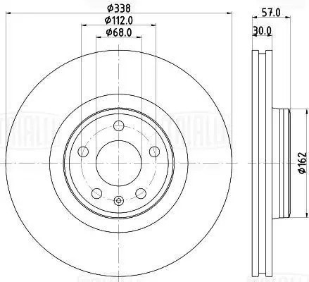 Диск торм. Audi A4 (16-)/A5 (16-)/Q5 (18-) перед. d=338 (окраш.) (DF 220120) DF220120 TRIALLI