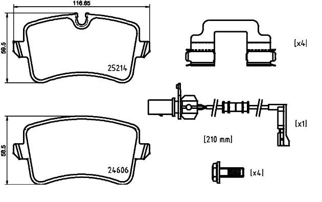 Колодки тормозные PORSCHE Macan (14-18) задние (4шт.) BREMBO P85150 BREMBO