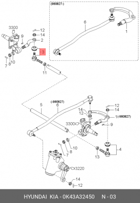 Наконечник рулевой тяги HYUNDAI HD35 (17-) KIA Bongo (98-) правый OE 0K43A32450 HYUNDAI KIA